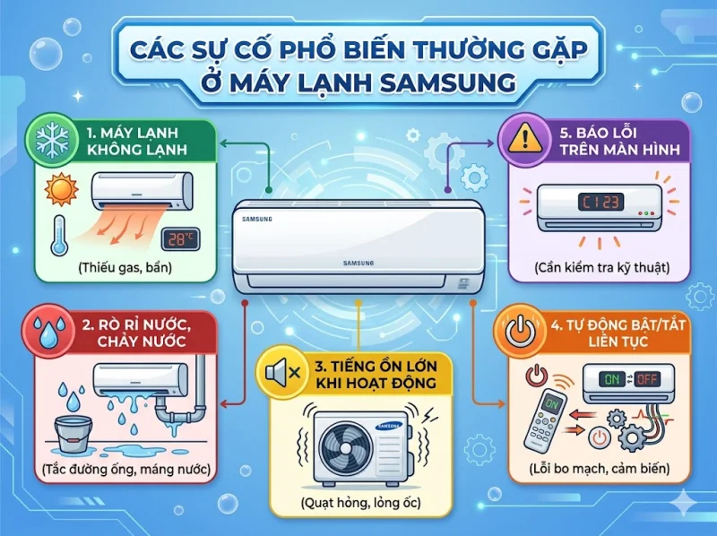 Máy Lạnh Samsung Hay Gặp Lỗi Gì? Mẹo Dùng Điều Hòa Bền Bỉ Từ Thợ Lành Nghề